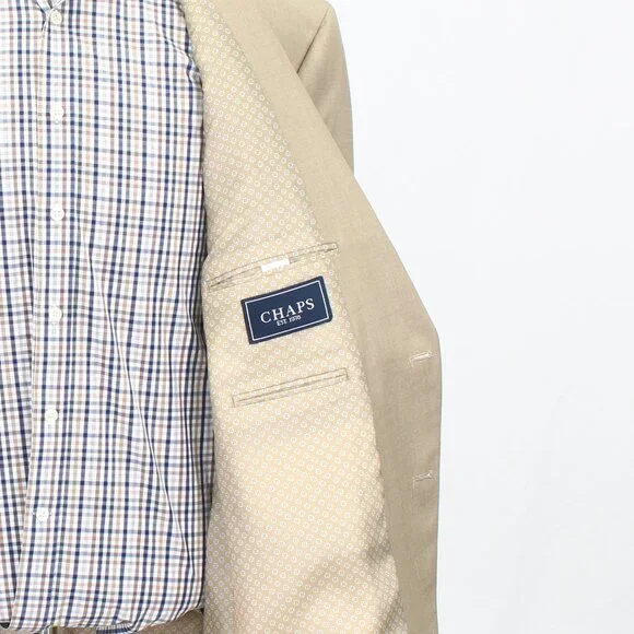 Chaps 48R Beige Blazer Sport Coat Jacket 2-Button Solid Y231